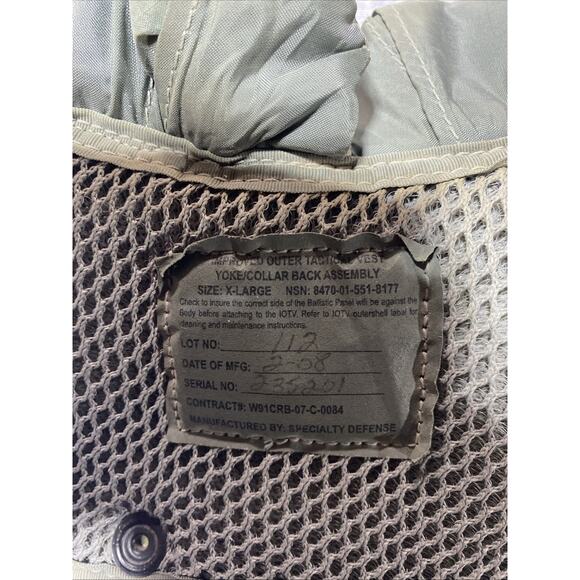 US Military Improved Outer Tactical Vest Yoke Collar Front Back Assembly XL - Picture 4 of 15